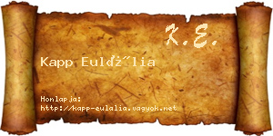 Kapp Eulália névjegykártya